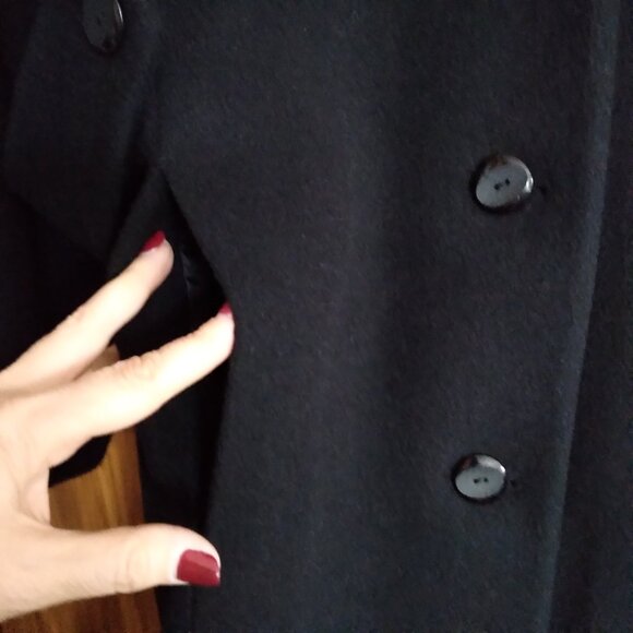 Andrea Brem Merino Wool and Lambswool Black Coat Size Extra Large Petite - Picture 4 of 10